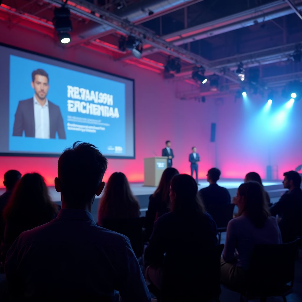 Experto en criptomonedas dando conferencia
